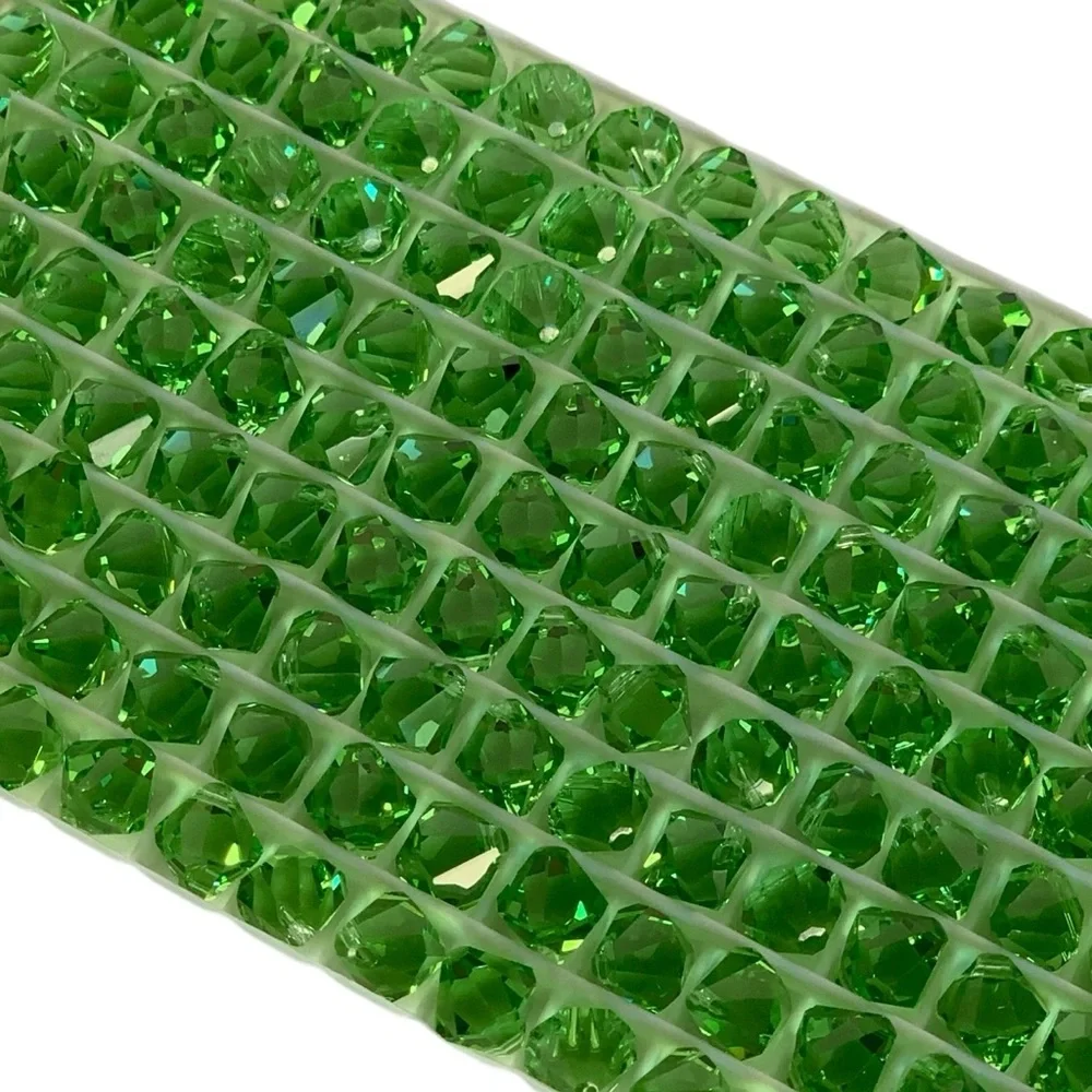 Swarovski Lot/24 8mm Peridot Bicone Faceted Loose Crystals - Made in Austria